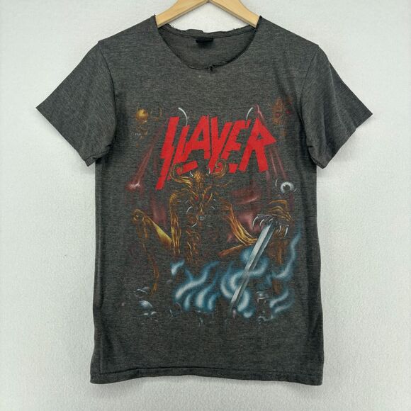 3D EMBLEM Shirt Adult M SLAYER Demon 90s Single Stitch Gray VTG USA